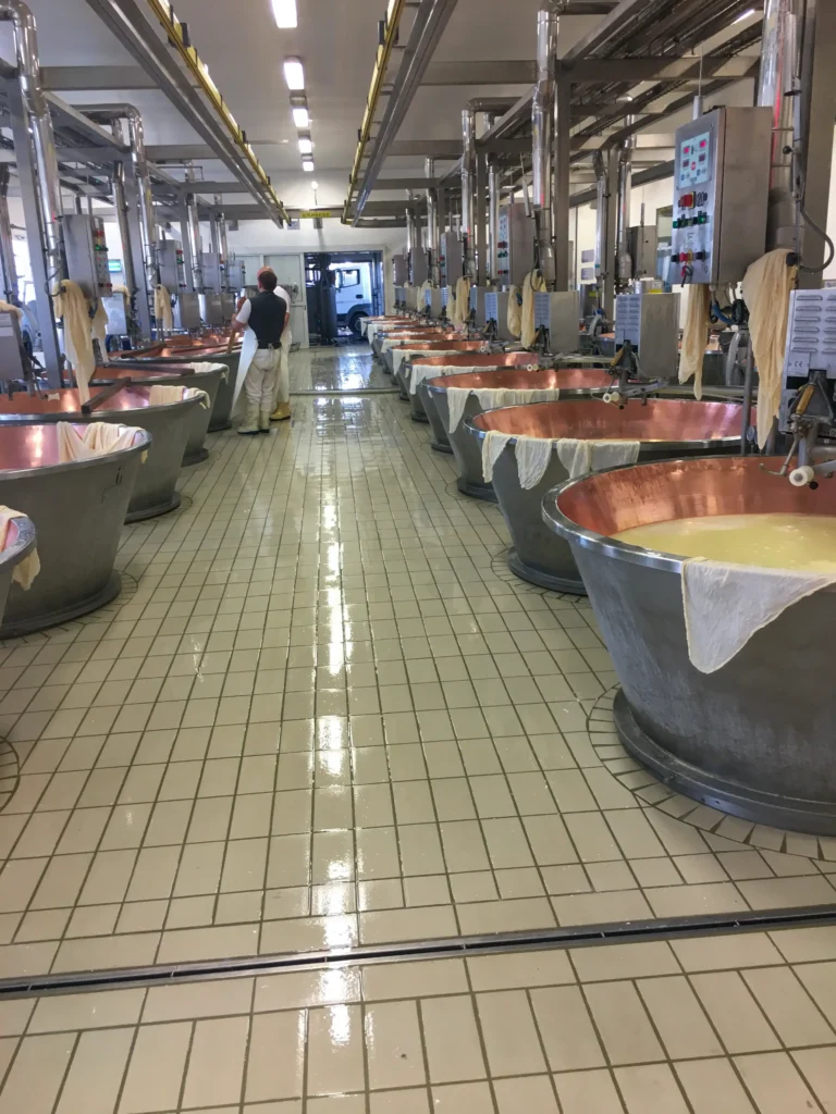 laboratorio interno del parmiggiano reggiano della latteria villa curti a reggio emliia